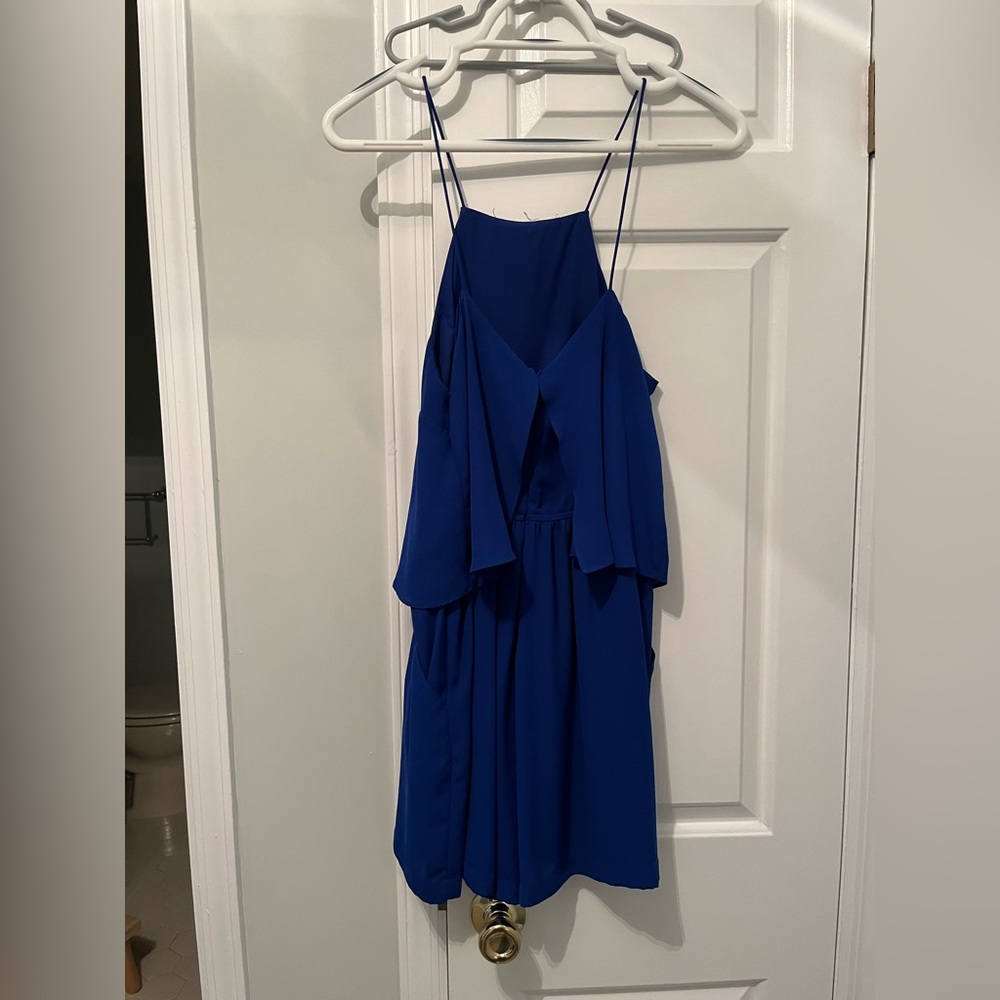 Express blue romper with pockets